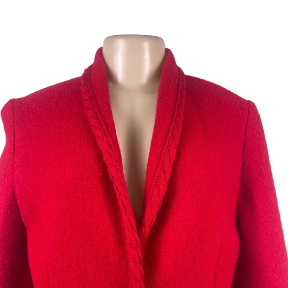 Talbots Womens Red Wool Blazer Textured Design Silver Buttons Size 4 - Picture 5 of 8